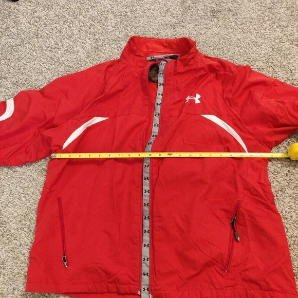 Under Armour Men's Jacket Red Full Zip Size Large Collared - Picture 4 of 6